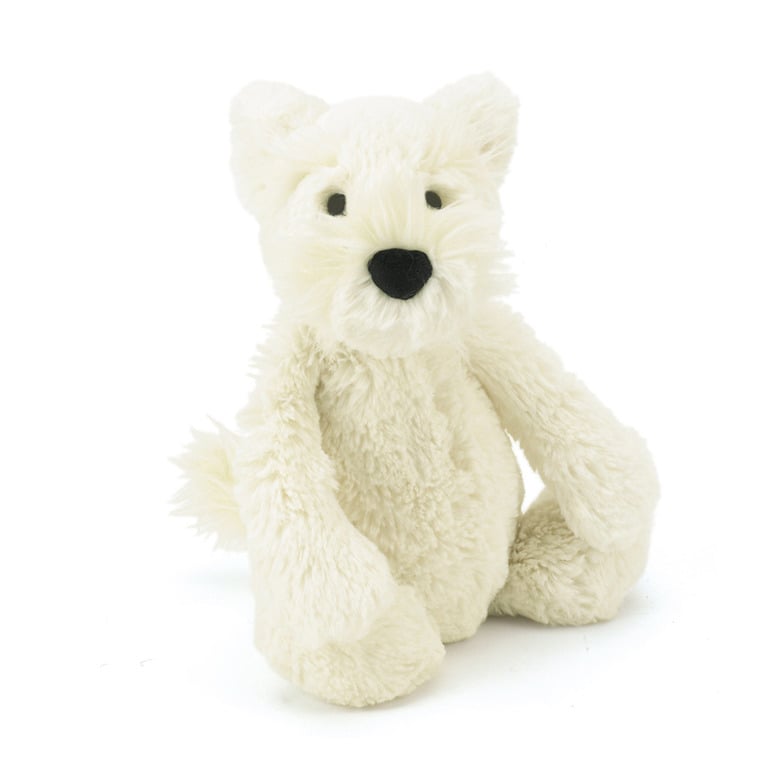 Rare Little Jellycat White Small Bashful Westie dog Soft Toy comforter 8" 