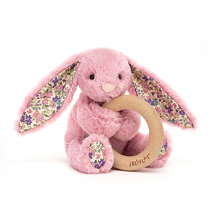Blossom Tulip Bunny Wooden Ring Toy
