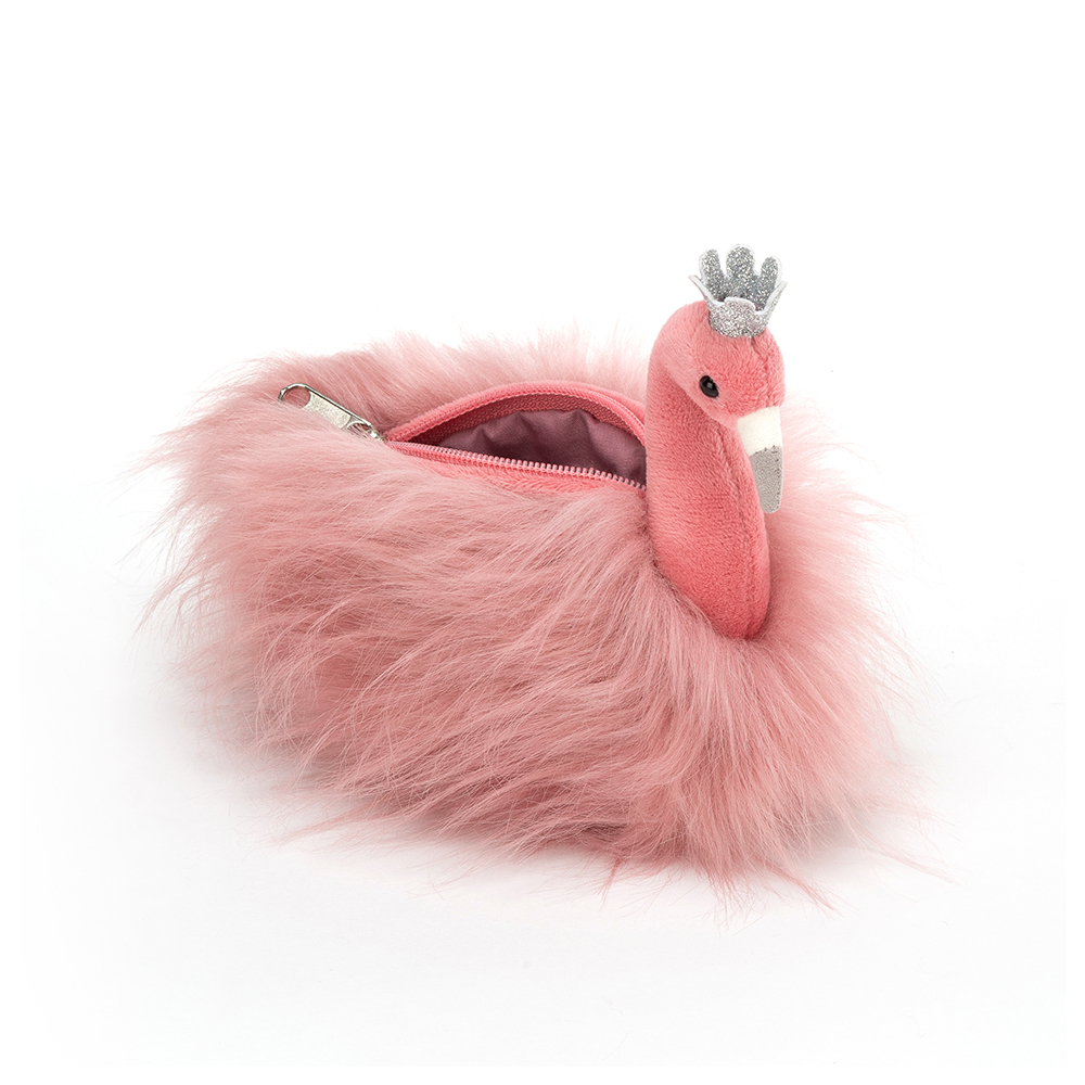 NWT Jellycat Fluffy Fancies Flamingo Crown Kids Plush Purse Bag 7" x 6" Retired 